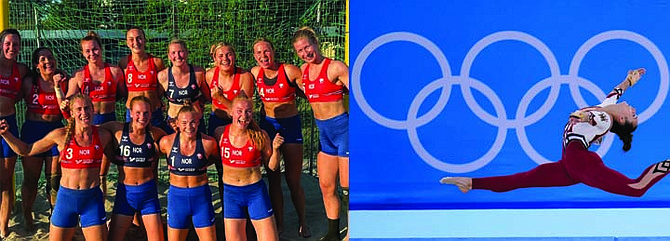 TIMES are a-changing: The Norwegian beach handball team and the German Olympic gymnastic team (right) take a stance against the ‘sexualisation’ of uniforms.
