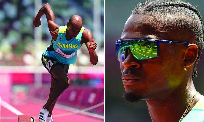 Steven Gardiner (left) and Alonzo Russell pictured during the men's 400m heats. (AP Photos/Petr David Josek)