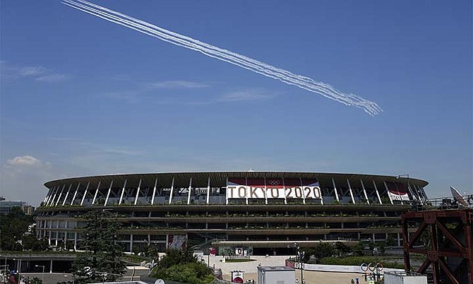 The National Stadium in Tokyo, Japan. (AP Photo/Eugene Hoshiko)