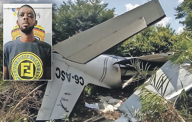 THE CRASHED plane and, inset, Oran Munroe pictured in custody in Venezuela.