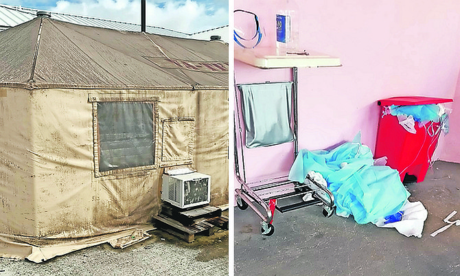 THE CONDITIONS health workers are dealing with in Abaco, including a tent covered in mould where suspected patients are to be treated and unsanitary surroundings.