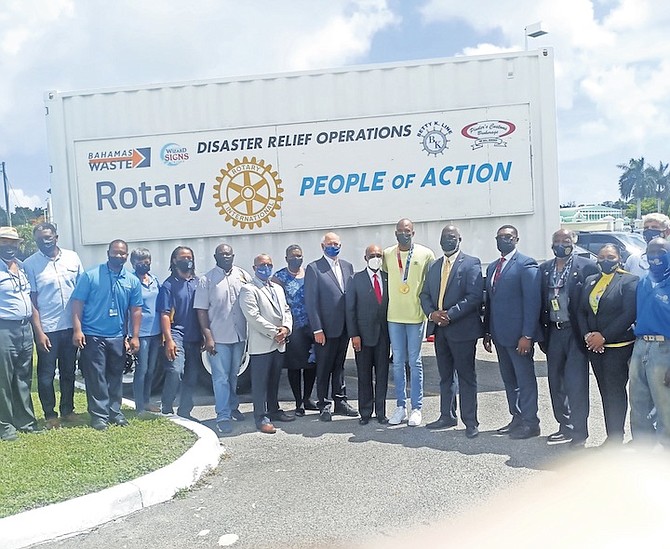 A DONATION ceremony of school supplies and equipment by the Rotary Bahamas for the Abaco school district was on the grounds of the Ministry of Education on Monday. Photo: Ulric Woodside/BIS