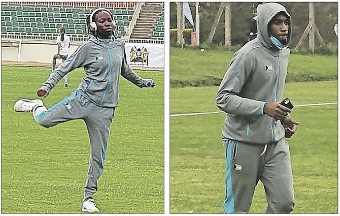 SPRINTER LACARTHEA COOPER, left, and javelin thrower Keshawn Strachan are scheduled to begin competition for Team Bahamas today as the World Athletics’ Under-20 Championships get started in Nairobi, Kenya.