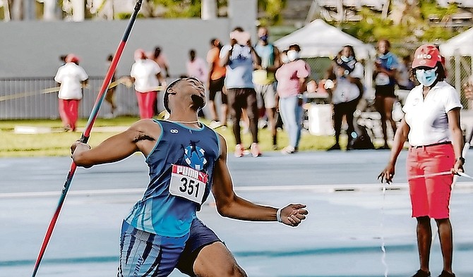 KEYSHAWN STRACHAN, throws the javelin in this file photo. Yesterday (day one) at the World Athletics Under-20 Championships in Nairobi, Kenya, the 17-year-old junior national record holder advanced to the final of the men’s javelin.
