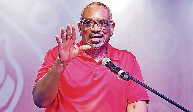 Prime Minister Dr Hubert Minnis at last night’s FNM drive-in rally at the Carnival grounds.
Photo: Racardo Thomas/Tribune Staff