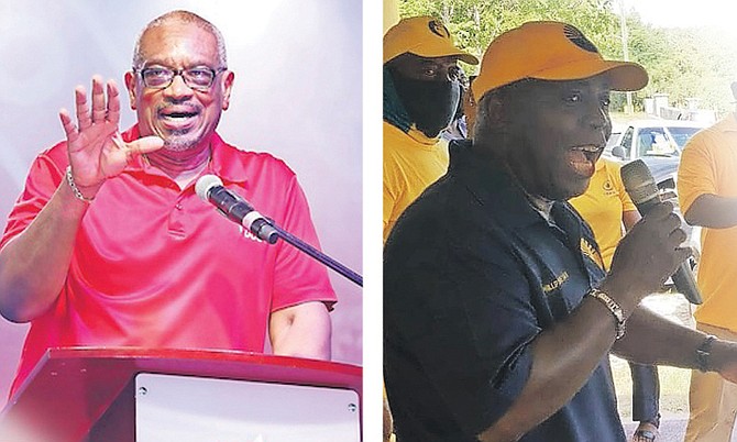 RIVAL leaders Dr Hubert Minnis and Philip “Brave” Davis on the campaign trail.