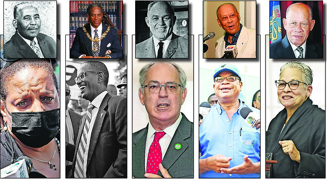 PASSING the baton - descendants of former Bahamian political leaders who took up the profession include Sir Milo Butler and granddaughter Loretta Butler-Turner, Sir Orville Turnquest and Tommy
Turnquest, Sir Roland Symonette and Brent Symonette, Sir Arthur Foulkes and Dion Foulkes, and AD Hanna and Glenys Hanna Martin.