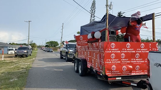 FNM supporters at yesterday’s Rolling Red event in Abaco.