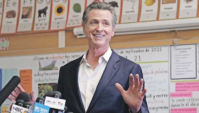 CALIFORNIA Gov Gavin Newsom speaks to the press yesterday.
Photo: Nick Otto/AP