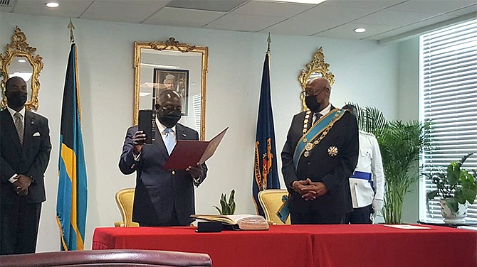 Philip 'Brave' Davis is sworn in as Prime Minister on Friday.