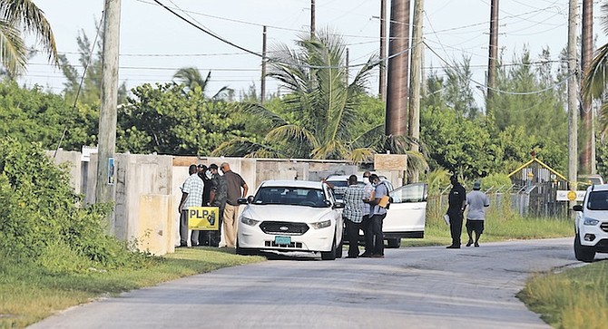 THE SCENE of a shooting in Eight Mile Rock yesterday. Photo: Vandyke Hepburn