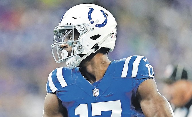 INDIANAPOLIS Colts wide receiver Mike Strachan (17) in the first half of an NFL football game against the Seattle Seahawks in Indianapolis on Sunday, September 12.
(AP Photo/Charlie Neibergall)