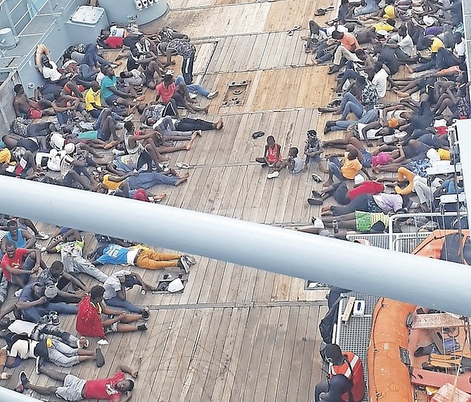 SOME of the migrants detained by the Royal Bahamas Defence Force recently.
