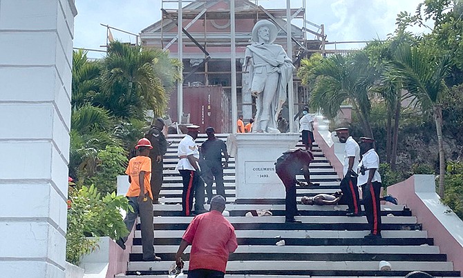 A photo from social media showing police at the scene at Government House on Saturday afternoon.