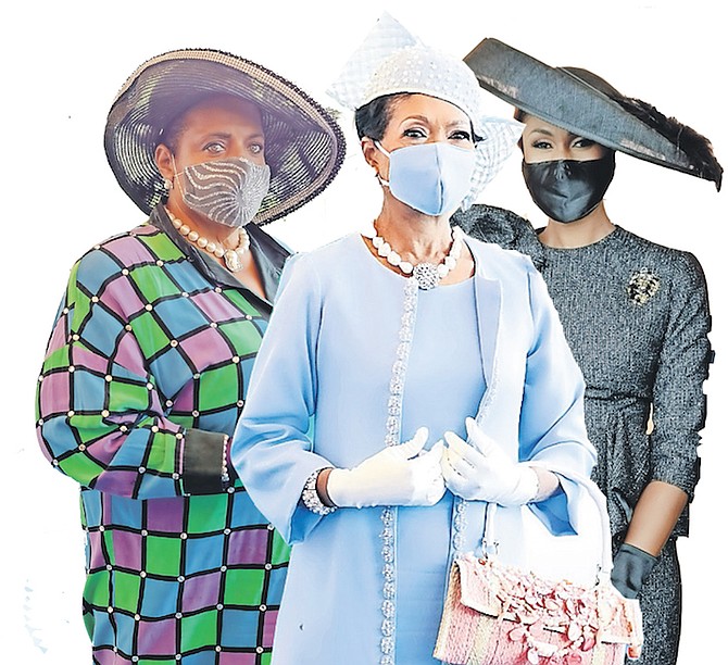 AMONG those showing off their fashions at the opening of Parliament were, from left, former MP Loretta Butler-Turner, Ann Marie Davis, the wife of Prime Minister Philip “Brave” Davis, and Leslia Milller-Brice MP.