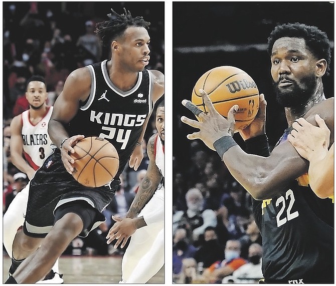 BUDDY Hield (left) and Deandre Ayton in action in their first games of the new NBA season. (AP photos)