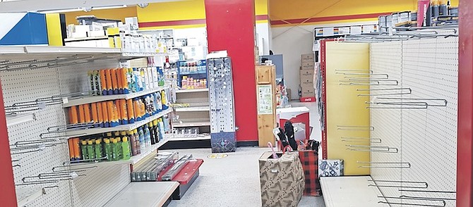 EMPTY shelves in Lowe’s Pharmacy on Soldier Road on Wednesday.