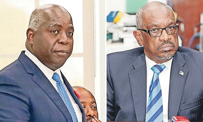 PRIME Minister Phillip “Brave” Davis and former Prime Minister Dr Hubert Minnis.