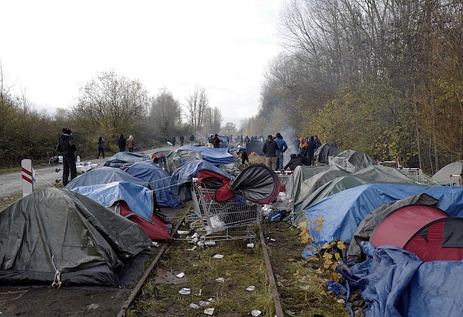 A MAKESHIFT migrant camp in Calais, northern France, on Saturday.
Photo: Rafael Yaghobzadeh/AP