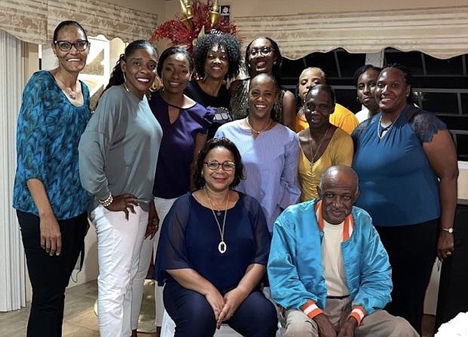 REMEMBER WHEN - Standing, from left to right, are Roberta Quant, Sharelle Cash, Kim Rolle, Fontella Chipman-Rolle, Juliette Delancy-Taylor, Natasha Miller, Felecia Cartwright, Ann Bullard, Glenda Gilcud and Varel Clarke-Davis. Seated are Antoinette Knowles and coach Sharon Storr.