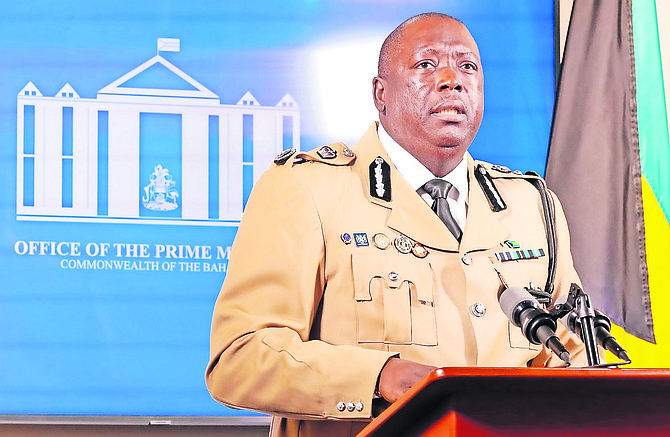 COMMISSIONER of Police Paul Rolle speaks yesterday. Photo: Donavan McIntosh/Tribune staff