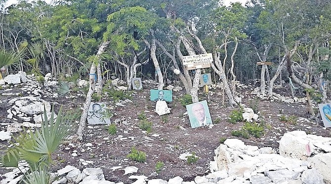 An area featuring artwork depicting great Bahamian heroes at Gye Nyame.