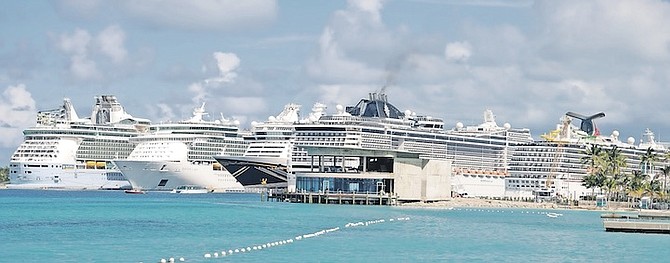 Cruise ships docked at Nassau Port.