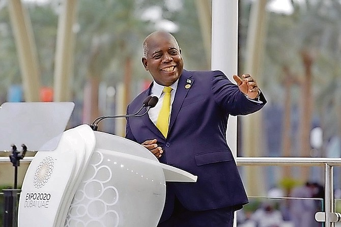 PRIME Minister Philip “Brave” Davis attending events during Bahamas National Day festivities in Dubai at Expo 2020 yesterday. Photos: OPM Communications