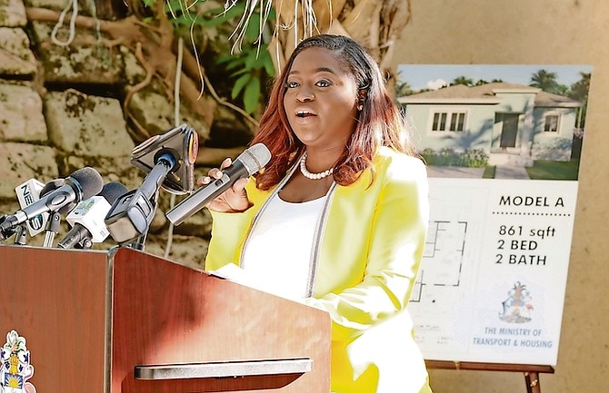 TRANSPORT and Housing Minister Jobeth Coleby-Davis speaking at the launch of the Department of Housing’s new housing initiative at the Bahamas Mortgage Corporation yesterday. 
Photo: Donavan McIntosh/Tribune Staff