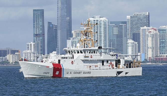 The U.S. Coast Guard ship Bernard C. Webber pictured last year in Miami Beach, Fla. The U.S. Coast Guard is searching for 39 people after a good Samaritan rescued a man clinging to a boat off the coast of Florida. (AP Photo/Marta Lavandier)