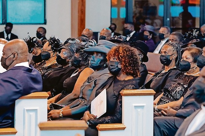 MEMBERS of the family of the Rev Charles W Saunders at his memorial yesterday. Photos: Donavan McIntosh/Tribune Staff