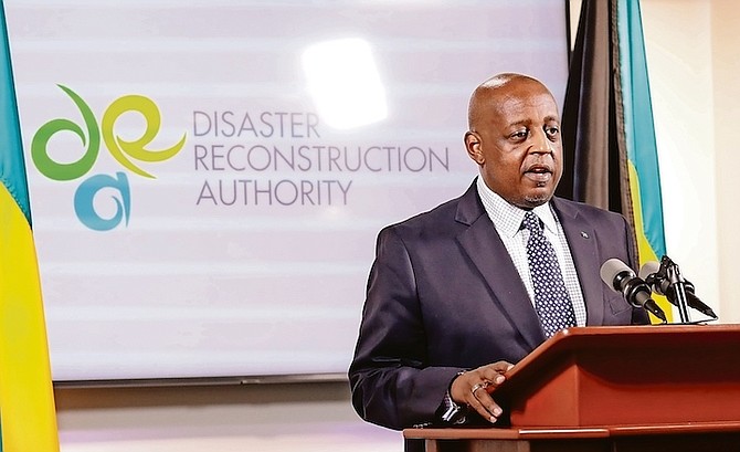ALEX STORR, executive chairman of the Disaster Reconstruction Authority, speaking on Friday. 
Photo: Donavan McIntosh/Tribune Staff