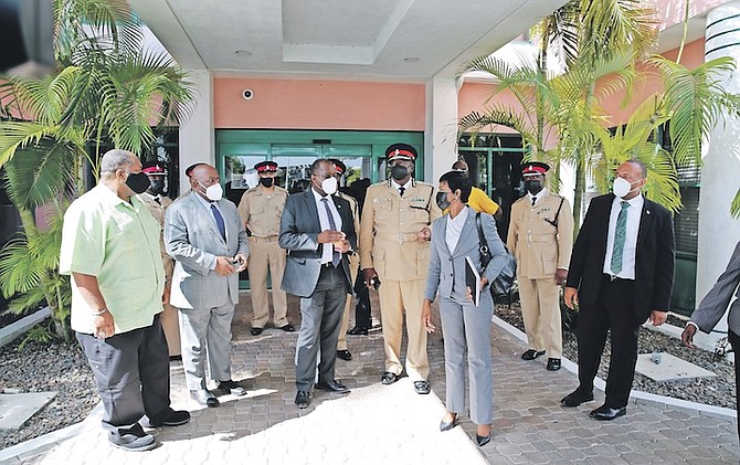 NATIONAL Security Minister Wayne Munroe during his visit to Grand Bahama yesterday. Photo: Andrew Miller/BIS