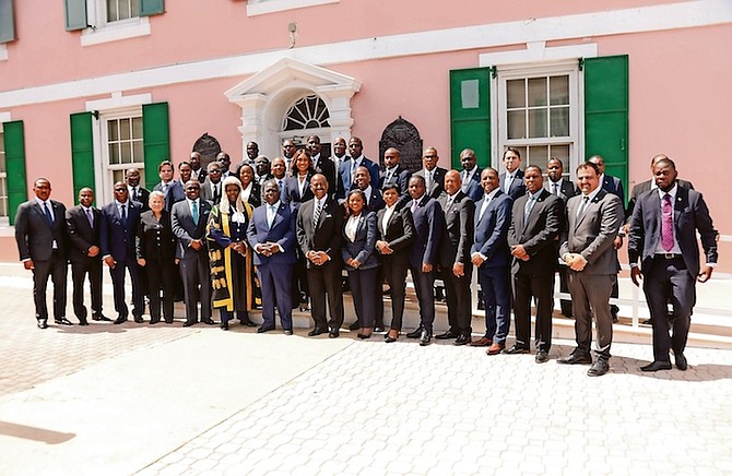 Members Of Parliament Outside The House Of Assembly Yesterday.  Photo: Donavan Mcintosh/Tribune Staff