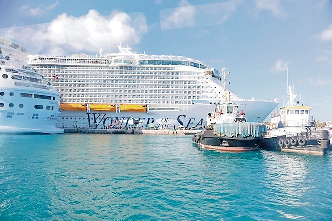 The inaugural visit of the Wonder of the Seas to Nassau earlier this month.