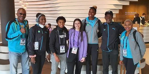 BAHAMAS team officials and athletes together in Belgrade, Serbia, before the start of the World Athletics Indoor Track and Field Championships. Missing are sprinter Anthonique Strachan and high jumper Donald Thomas.