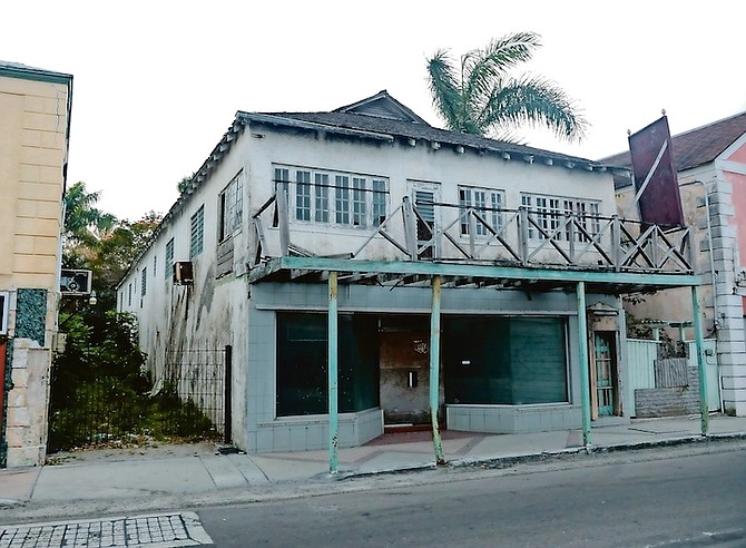 A dilapidated building on Bay Street pictured yesterday. 
Photo: Donavan McIntosh/Tribune Staff