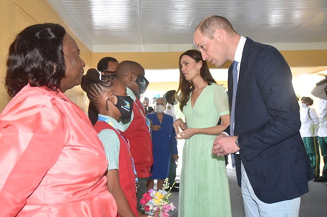 The Duke and Duchess of Cambridge visited Sybil Strachan Primary School on Friday. Photos: BIS
