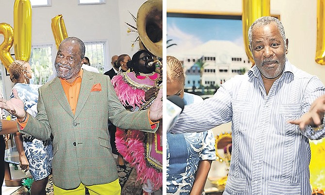 LEFT: Percy “Vola” Francis pictured yesterday. 
RIGHT: Sir Franklyn Wilson, who was yesterday made an honorary member of the Saxons Superstars. 
Photos: Racardo Thomas/Tribune Staff