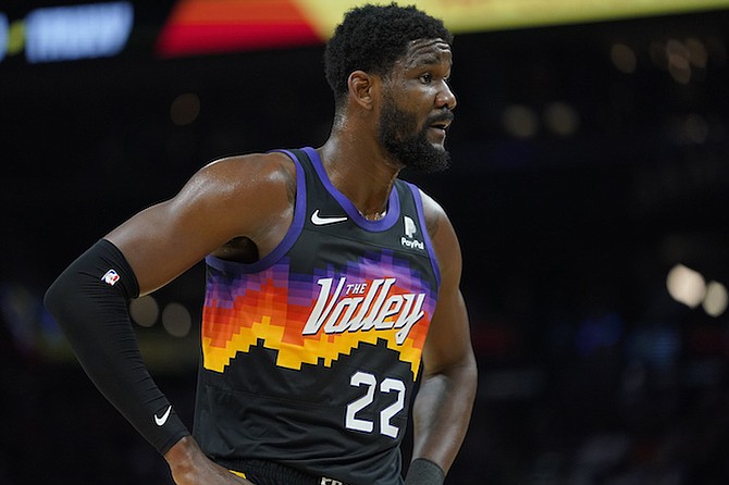 PHOENIX Suns centre Deandre Ayton (22) looks away after being fouled during the first half of Game 7 of an NBA basketball Western Conference playoff semifinal against the Dallas Mavericks. The Suns were eliminated. 
(AP Photo/Matt York)