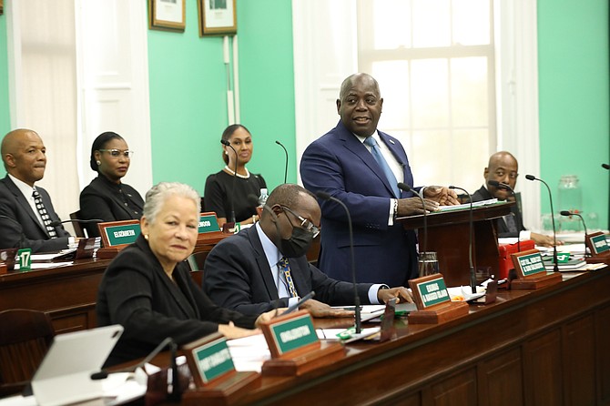 PRIME Minister Philip “Brave” Davis speaking in the House of Assembly.