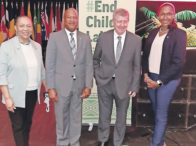 ACTING Director of Social Services Kim Sawyer; Minister of Labour and Immigration Keith Bell; Director General of the International Labour Organization Guy Ryder and Assistant Director of Labour Yolantha Yallop.