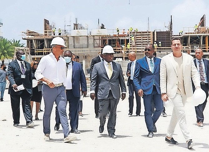 PRIME Minister Philip “Brave” Davis and members of his Cabinet tour the Aqualina construction site.