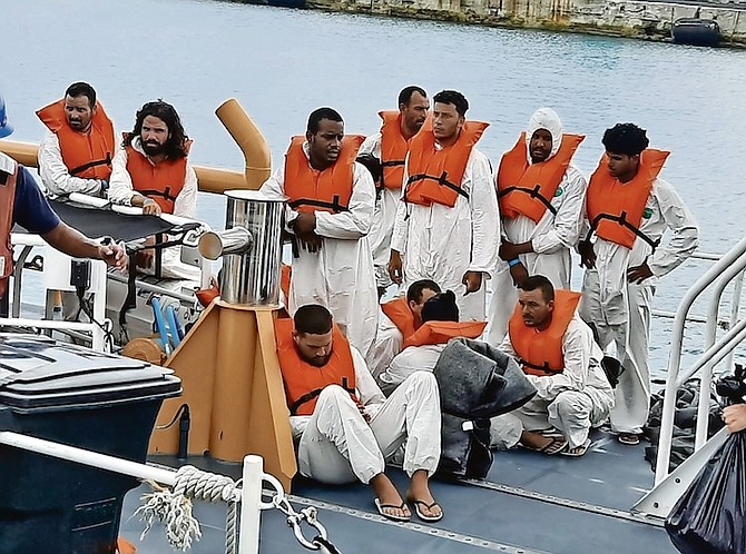 Part of a group of 13 Cuban migrants who were brought to Grand Bahama earlier this month after being detained by US Coast Guard officials near Cay Sal Bank.