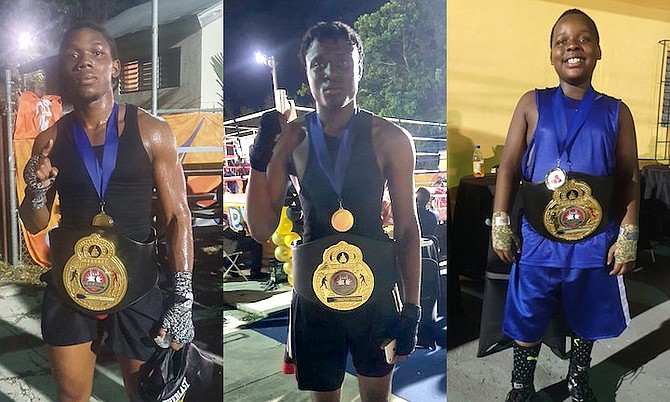 SHOWN, from left to right, are amateur boxers Christian Thompson, Devaughn Musgrove and Royce Colebrooke.