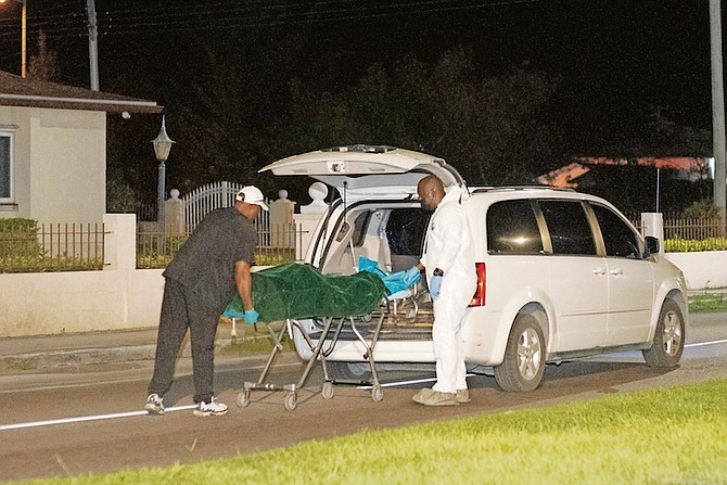 The scene of the murder on Beatrice Avenue and Charles W Saunders highway yesterday.
Photo: Moise Amisial