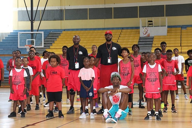 Kai Jones of the Charlotte Hornets seated with the campers. Photos by Marcellus Hall.