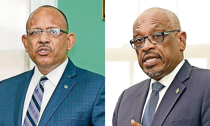 FREE National Movement chairman Dr Duane Sands and former Prime Minister Dr Hubert Minnis.