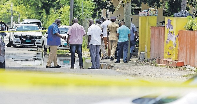 THE SCENE of a shooting by police officers on Friday off Soldier Road. Photo: Austin Fernander