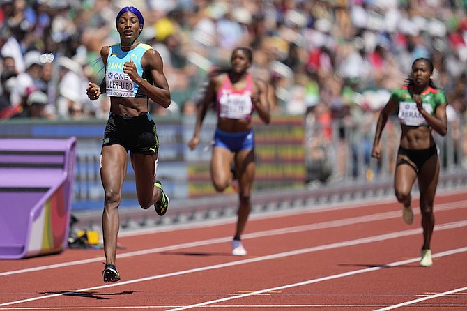 Bahamian Olympic double champion Shaunae Miller-Uibo cruising to victory in  her 400-metre run at the World Athletics Championships in Eugene, Oregon, yesterday. Shaunae reached the semi-finals with a time of 51.10 seconds. Photo: Ashley Landis/AP